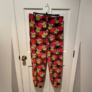 Super Soft Red Fluffy Plaid Grinch Pj Pants